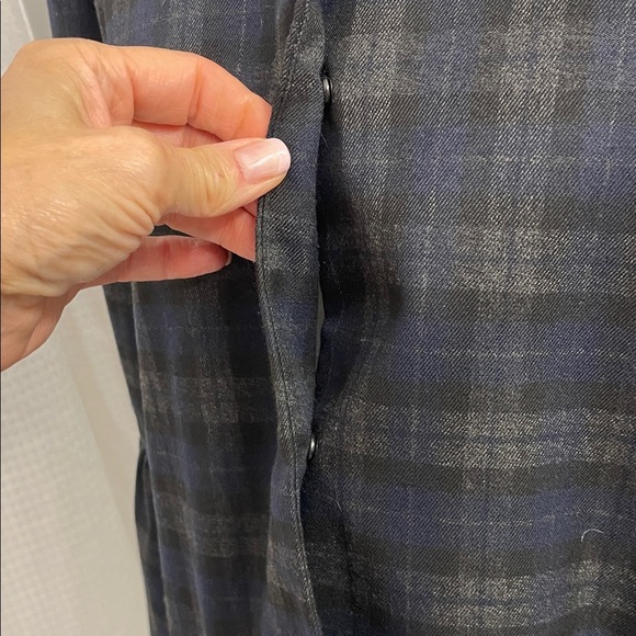 Zara Navy Blue Plaid Bell Sleeve Jacket/Top Sz L - Picture 3 of 16